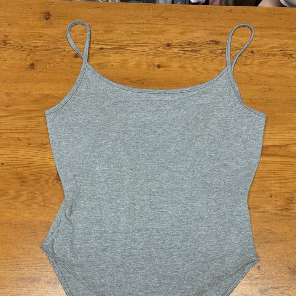Forever 21 Gray Spaghetti Strap‎ Bodysuit